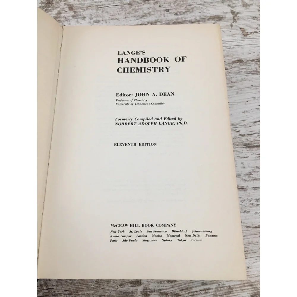 Lange's Handbook of Chemistry 11th Edition Vintage 1973 Hardcover John A Dean